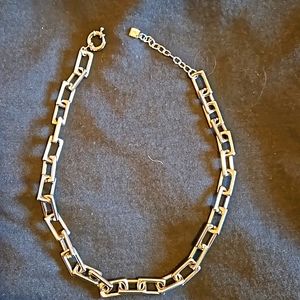 Square link silver necklace